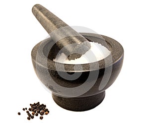 Morter and Pestle with salt and Pepper