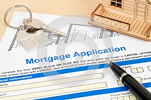 Mortgage application form, financial concept