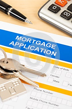 Mortgage application form, financial concept