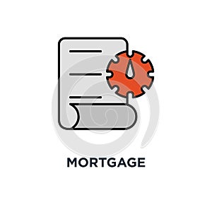 mortgage application form icon. rental house contract creation concept symbol design, document terms and conditions, home loan