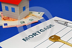 Mortgage application with, pen and key