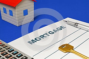 Mortgage application with, pen and key