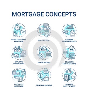 Mortgage concept icons set