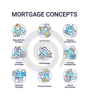 Mortgage concept icons set