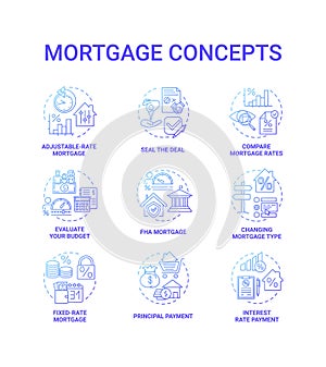 Mortgage concept icons set