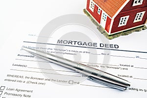 Mortgage deed letter form and model house