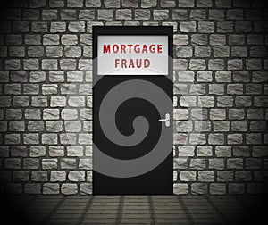 Mortgage Fraud Doorway Represents Property Loan Scam Or Refinance Con - 3d Illustration