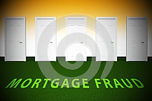 Mortgage Fraud Doorway Represents Property Loan Scam Or Refinance Con - 3d Illustration