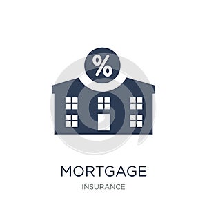 Mortgage icon. Trendy flat vector Mortgage icon on white background from Insurance collection