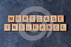 `Mortgage Insurance` spelled out in wooden letter tiles photo