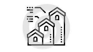 mortgage from little to big house line icon animation