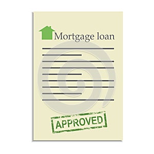 Mortgage loan document with approved stamp