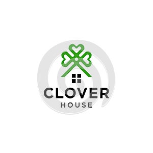 Mortgage logo, clover leaf house home building icon logo illustration design