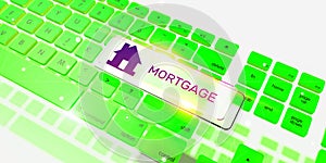 Mortgage new age keyboard 3d render .