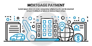 Mortgage payment banner, outline style