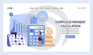 Mortgage Payment Calculation concept. Flat vector illustration.