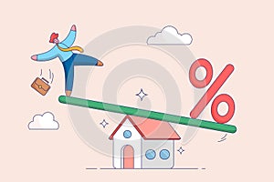 Mortgage payment concept, financial risk. House loan interest rate or balance between income and debt or loan payment