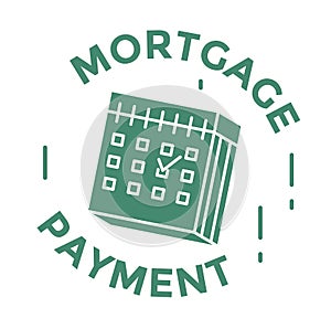 Mortgage payment, digital banking system icon