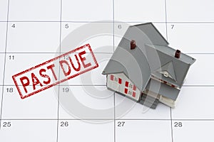 Mortgage payment past due with house on a calendar