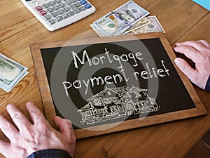 Mortgage payment relief is shown on the photo using the text