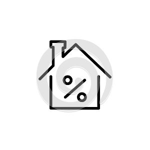 Mortgage rate icon set. Mortgage Rate and House Loan Vector Symbol in a Black Filled and Outlined Style. Interest and