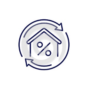 mortgage refinance line icon on white