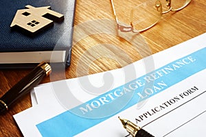 Mortgage refinance loan application form.