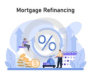 Mortgage Refinancing concept. Flat vector illustration.