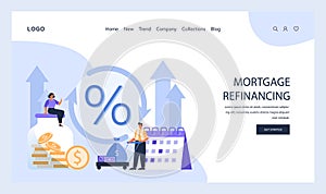 Mortgage Refinancing concept. Flat vector photo