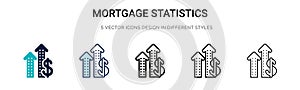 Mortgage statistics icon in filled, thin line, outline and stroke style. Vector illustration of two colored and black mortgage