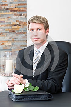 Mortician in his store photo