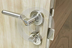 Mortise lock set for door on laminate wood door