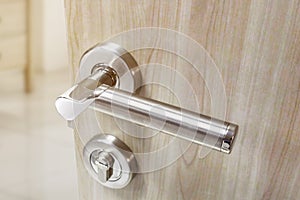 Mortise lock set for door on laminate wood door