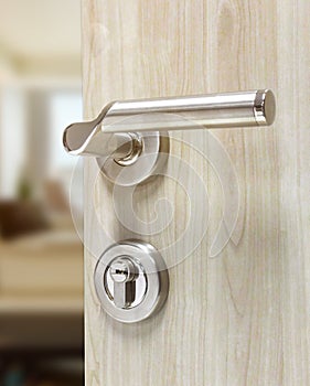 Mortise lock set for door on laminate wood door