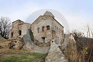 The mortuary chapel and the bishop`s palace in Nekresi monastery, Georgia
