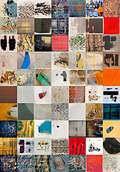 Mosaic of 7x10 of abstract square images. Unique set of squares