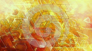 Mosaic amber background. Glowing composition with triangle tiling