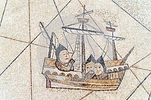 Mosaic of ancient greek ship, Canakkale