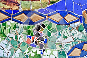 Mosaic of Antoni Gaudi in Guell park