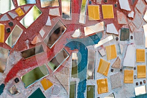 Mosaic art work with glass pieces