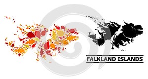 Autumn Leaves - Mosaic Map of Falkland Islands photo