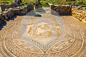 Mosaic of Bacchus encountering the sleeping Ariadne in ancient city Volubulis ,Morocco