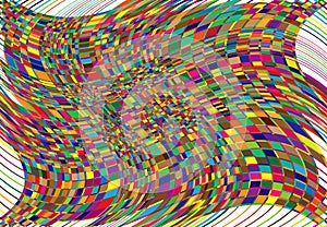 mosaic background, tessellation pattern. multicolor wavy, waving and undulate,billowy illustration. abstract vector art. ripple,