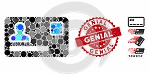 Mosaic Banking Card Icon with Textured Genial Seal photo