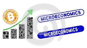 Rectangle Mosaic Bitcoin Growth Trend with Grunge Microeconomics Stamps photo