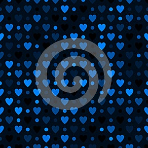 Mosaic blue heart pattern. Decorative Vector texture for Valentines Day