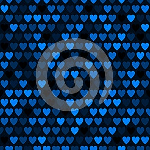 Mosaic blue heart pattern. Decorative Vector texture for Valentines Day