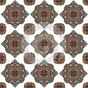 Mosaic brown and yellow mandala pattern