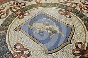 Mosaic bull in the Galleria Vittorio Emanuele in Milan