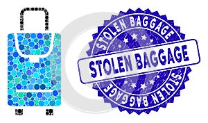 Mosaic Carryon Icon with Textured Stolen Baggage Stamp